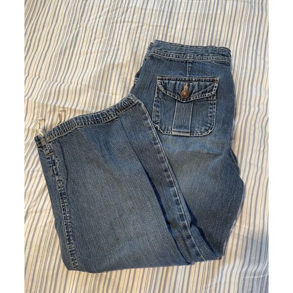 Y2K Drawstring Old Navy Cropped Jeans - Size 2 - Picture 3 of 4